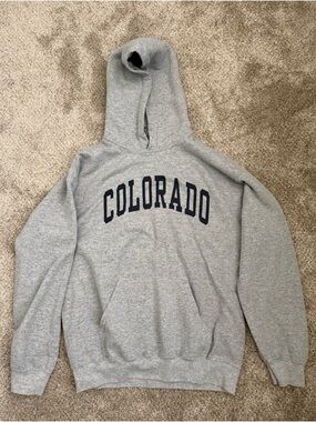 Gildan Gray Hooded Sweatshirt with Navy "Colorado" Chest Print